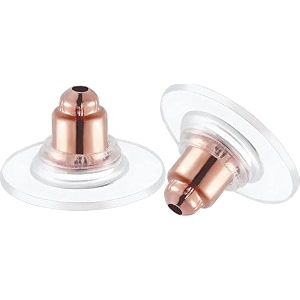earring back stopper 200 pcs  secure metal earring backs with rubber grip for studs amp heavy earrings  non-slip replacement earring stoppers rose gold