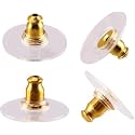 Earring Back Stopper (200 Pcs) – Secure Metal Earring Backs with Rubber Grip for Studs & Heavy Earrings | Non-Slip Replacement Earring Stoppers (Gold)