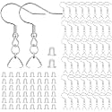 Earring Hooks 50PCS/25Pairs, Stainless Steel Ear Wires Fish Hooks, Hypo-allergenic Jewelry Findings Parts with 50 PCS Clear Silicone Earring Backs Stoppers for DIY Jewelry Making