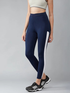 earth joy color block women blue tights