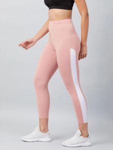 earth joy color block women pink tights