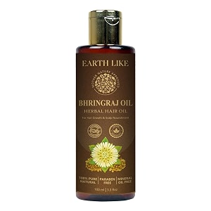 earth like bhringraj hair oils with cold-pressed  reduces hair fall dandruff amp dryness strengthens roots improve texture restores scalp health relaxation oil for night massage  men amp women 100 ml