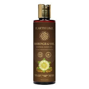 earth like bhringraj hair oils with cold-pressed  reduces hair fall dandruff amp dryness strengthens roots improve texture restores scalp health relaxation oil for night massage  men amp women 200 ml