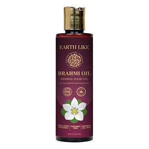 earth like brahmi hair oils with cold-pressed  reduces hair fall dandruff amp dryness strengthens roots improve texture restores scalp health relaxation oil for night massage  men amp women brahmi 200 ml