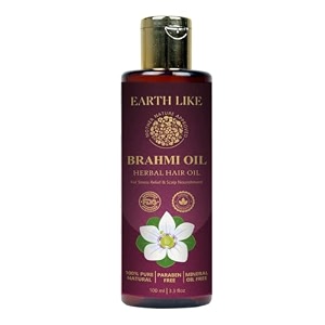 earth like brahmi hair oils with cold-pressed  reduces hair fall dandruff amp dryness strengthens roots improve texture restores scalp health relaxation oil for night massage  men amp women brahmi 100 ml