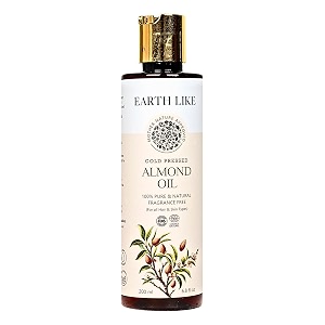 earth like 100 pure cold pressed almond oil 200ml  natural nourishing oil for hair softening skin hydration amp under-eye moisturizing  paraben-free sulfate-free amp multi-purpose beauty oil