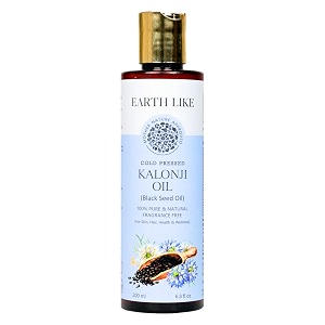 earth like 100 pure cold pressed kalonji oil 200ml natural black seed oil for hair softening scalp nourishment amp texture improvement  fragrance-free vegan amp dermatologically tested