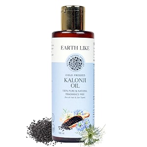 earth like 100 pure cold pressed kalonji oil 100ml  natural black seed oil for hair softening scalp nourishment amp texture improvement  fragrance-free vegan amp dermatologically tested