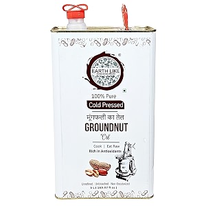 earth like wood pressed groundnutpeanut oil 5 litre - virgin cold pressed chemical-free amp unadulterated kachi ghani peanut oil for healthy cooking frying amp wellness