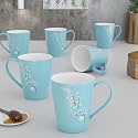 The Earth Store Blossom Blue Coffee Mug – 330ML Ceramic Coffee Mugs Set of 6 | Microwave &amp; Dishwasher Safe Coffee Cups &amp; Mugs for Home, Office &amp; Gifting
