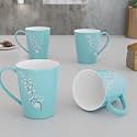 The Earth Store Blossom Blue Coffee Mug – 330ML Ceramic Coffee Mugs Set of 4 | Microwave &amp; Dishwasher Safe Coffee Cups &amp; Mugs for Home, Office &amp; Gifting