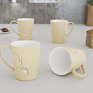 the earth store blossom cream coffee mug set of 4 ceramic mugs to gift to best friend tea mugs microwave safe coffee mugs ceramic tea cups 330 ml each