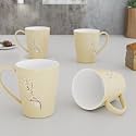 The Earth Store Blossom Cream Coffee Mug Set of 4 Ceramic Mugs to Gift to Best Friend, Tea Mugs, Microwave Safe Coffee Mugs, Ceramic Tea Cups (330 ml Each)