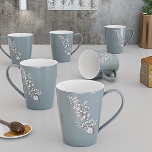 the earth store blossom grey coffee mug set of 6 ceramic mugs to gift to best friend tea mugs microwave safe coffee mugs ceramic tea cups 330 ml each
