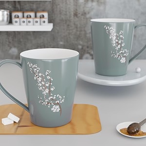 the earth store blossom grey coffee mug set of 2 ceramic mugs to gift to best friend tea mugs microwave safe coffee mugs ceramic tea cups 330 ml each