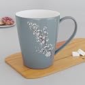 The Earth Store Blossom Grey Coffee Mug Set of 1 Ceramic Mugs to Gift to Best Friend, Tea Mugs, Microwave Safe Coffee Mugs, Ceramic Tea Cups (330 ml Each)