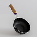 The Earth Store Ecoluxe Iron Tadka Pan/Fry Pan with Wooden Handle for Kitchen 13 Cm Diameter Gas Compatible | Tadka Dal Pan | Black