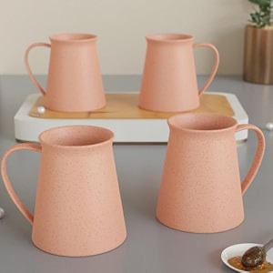the earth store pink meadow coffee mug - 320ml each capacity microwave and dishwasher safe ceramic coffee mug perfect for every occasion set of 4