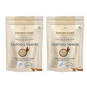 earthen story certified organic raw quinoa seeds 1kg 500g x 2  lab tested for 200 pesticides  npop approved amp traceable with transaction certificate  gluten-free high protein amp fibre