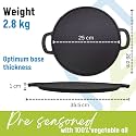 EARTHFIT 10 Inch Pre-Seasoned Cast Iron Tawa | Naturally Non-Stick Flat Dosa Tawa with Handle | Ideal for Roti, Chapati &amp; Uthappam | Durable Cookware for Gas Stove, Oven &amp; Outdoor Use | Black