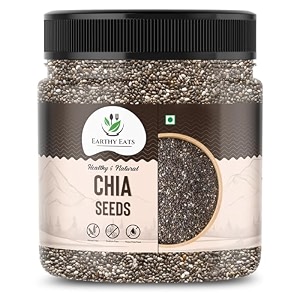 earthy eats premium chia seeds 400g  natural raw chia seed for drinks smoothies amp puddings  rich in calcium protein amp fiber omega 3 and antioxidant  easy to soak amp mix for daily use amp recipes