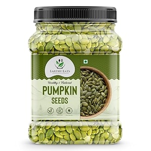 earthy eats pumpkin seed 100g  nutrient-rich healthy diet snack  baking and salads yogurt amp smoothies  kaddu seeds for eating  pepitas  rich in dietary fibre