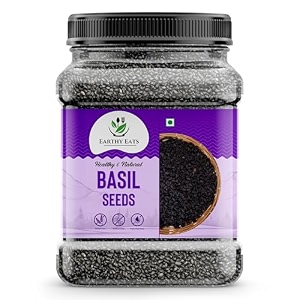 earthy eats raw basil seeds 500gm  sabja seeds  reduce body heat  tukmaria seeds for weight management smoothies falooda  high in fibre amp omega 3  natural and unprocessed pack of 1
