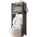 Earwig Over-The-Toilet Storage Cabinet Rack, Bathroom Organizer Shelf Over Toilet, Freestanding Space Saver Toilet Stands with 4 Hooks (EW-03)