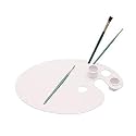 Color Palette Paint Mixing, Comes with Two Detachable Oil dippers and Five Brush Holders Holes, Size: 405 mm x 279 mm, CP11, Oval Flat Pack of 1.
