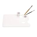 Rectangle Shape Paint Mixing, Two Detachable Oil dippers and Four Brush Holders Holes, Size: 300 mm x 200mm, CP10, Rectangular Flat Pack of 1