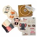 Ease-Factor Punch Needle Kit for Adults - 4 Animal Designs: Fox, Zebra, Elephant & Monkey - Beginner-Friendly with Ergonomic Needles, Vibrant Yarn & Detailed Patterns