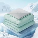 EASELAND All Season Cooling Comforter Twin, Cold Touch Fabric Absorbs Body Heat, 300GSM Super Soft, Cooling Blanket for Night Sweats Hot Sleeper (Green-All Season, Twin(68"X90"))