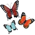 EASICUTI Metal Butterfly Wall Decor Butterfly Wall Art Hanging Sculpture for Indoor Outdoor Home Bathroom Living Room Bedroom Or Porch Patio Fence Orange Red Blue Set of 3