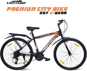 east coast premium city bikecycle 26t with inbuilt carrier  21 speed  26 t inch road cycle