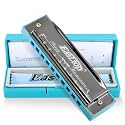 East top Blues Harmonica, Diatonic 10 Holes C Key Happy Harmonica Mouth Organ for Beginner,Kids,Children,Students,Gift,with Carrying Plastic Case,Clean Cloth and Manual