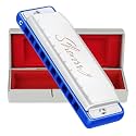 EAST TOP Upgraded T009 2.0 Shonrry Harmonica Key of C, Professional Mouth Organ 10 Holes 20 Tones Diatonic Harmonica for All Level’s Players,BLUE