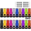 2GB 2.0 USB Flash Drive 100-Pack Thumb Drives Bulk with Lanyards