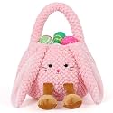 Easter Basket Plush for Kids, Cute Bunny Easter Bucket Egg Hunt Bag Boys Girls Festivals Gift