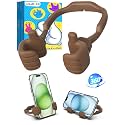 Gifts for Teens Boys Men Him Cell Phone Holder: Patented Thumbs Up Phone Stand Funny Gifts for Adults Kids Teenager Husband Friend Coworkers Phone Accessories Stocking Stuffers Cool Gadgets Brown