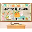 Easter Bulletin Board Decorations Easter Bunny Classroom Bulletin Board Set Spring Bunny Truck Rabbit Carrots Paper Cutouts for School Office Classroom April Chalkboard Wall Supplies