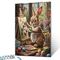 Easter Bunnies and Colorful Eggs Paint by Numbers Kit for Adults Beginner &amp; Kids Ages 8-12 Painting Eggs Paint by Number Kit on Canvas Bunny DIY Home Decorations and Gifts 16"x20" (DIY Frame)