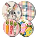 Easter Bunny Art Electric Stove Burner Covers 4 Pcs Colorful Eggs Round Stove Burner Covers,Carrot Stove Burner Cover,8 Inch and 10 Inch,Colorful Metal Cooktop Home Decorative