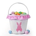 Easter Bunny Baskets for Kids Empty Egg Hunt Bags, Rabbit Buckets with Handle for Carrying Candy Cute Stuffed Easter Festival Gifts