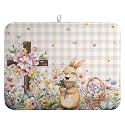 Easter Bunny Dish Drying Mats Spring Floral Dish Mat Easter Cross Eggs Drying Matt Dishes Dryer Pad for Kitchen Counter Absorbent Microfiber Washable Foldable Reusable 18x24 in