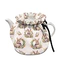 Easter Bunny Eggs Teapot Cozy Breakfast Warmer Easy to Clean Tea Cosy with Drawstring for Teapots Fitted Most Tea Pots Home Indoor Kitchen Happy Easter Decor