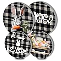 Easter Bunny Electric Stove Burner Covers,4 Pcs Eggs Car Round Stove Burner Covers，Holiday Gas Stove Burner Cover,8 Inch and 10 Inch Buffalo Plaid Metal Cooktop Home Decorative