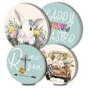 Easter Bunny Electric Stove Burner Covers，4 Pcs Cute Rabbit Round Stove Burner Covers,Car Stove Burner Cover,8 Inch and 10 Inch Holiday Dining Room Metal Cooktop Home Decorative