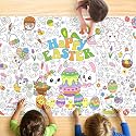 Easter Coloring Tablecloth for Kids, Large 30x72 Inch Poster with Bunnies, Eggs, Flowers, Perfect for Easter Party Games, Classroom Decorations, Spring Activities, and Holiday Supplies