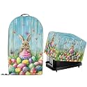 Easter Day Theme Kitchen Appliance Dust Covers with Drawstring Hem Sef of 2 Stand Mix Food Processort Blender Machine and Toaster Dust-proof Covers Colorful Eggs Bunny