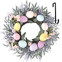 Easter Decorations 24 Inch Easter Wreaths for Front Door, Large Easter Purple Lavender Spring Flowers Wreath with Hanger for Wall Window Fireplace Indoor Outdoor Home Decorations